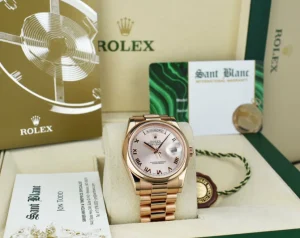 President Dress Watches | Sant Blanc ROLEX 36mm 18kt Rose Gold Day Date President Rose Roman Model 118205