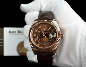 Pilots Classic Watches | Sant Blanc ROLEX 42mm 18kt Rose Gold Sky Dweller Chocolate Arabic Dial Model 326135
