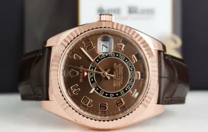 Pilots Classic Watches | Sant Blanc ROLEX 42mm 18kt Rose Gold Sky Dweller Chocolate Arabic Dial Model 326135