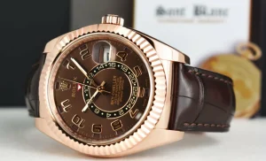 Pilots Classic Watches | Sant Blanc ROLEX 42mm 18kt Rose Gold Sky Dweller Chocolate Arabic Dial Model 326135