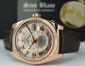 Pilots Classic Watches | Sant Blanc ROLEX 42mm 18kt Rose Gold SkyDweller Silver Roman Dial Model 326135