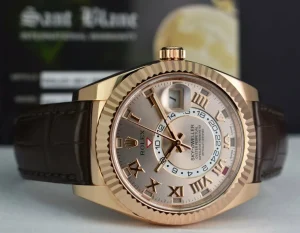 Pilots Classic Watches | Sant Blanc ROLEX 42mm 18kt Rose Gold SkyDweller Silver Roman Dial Model 326135