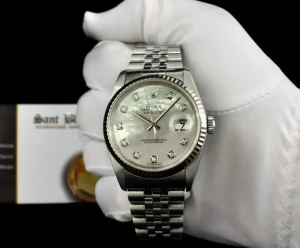 Dress Watches | Sant Blanc ROLEX 36mm 18kt White Gold & Stainless Steel Datejust MOP Diamond Dial Model 16234