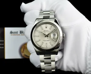 Men's Watches | Dress Watches | Sant Blanc ROLEX 41mm 18kt White Gold & Stainless Steel DateJust II Silver Index Dial Model 116334