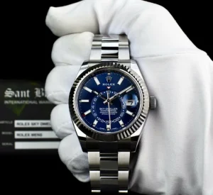 Pilots Classic Watches | Men's Watches | Sant Blanc ROLEX 42mm 18kt White Gold & Stainless Steel Sky Dweller Blue Index Dial Model 326934