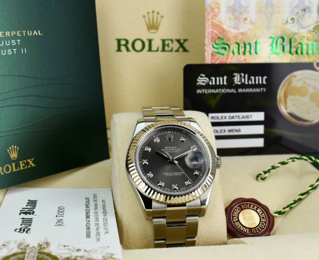 rolex_mm_kt_white_gold__s_2-2.webp Dress Watches | Sant Blanc ROLEX 41mm 18kt White Gold & Stainless DateJust II Rhodium Diamond Dial Model 116334