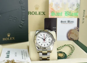 Men's Watches | Dress Watches | Sant Blanc Rolex 36mm 18kt White Gold & Stainless Steel Turn-O-Graph White Dial Model 116264