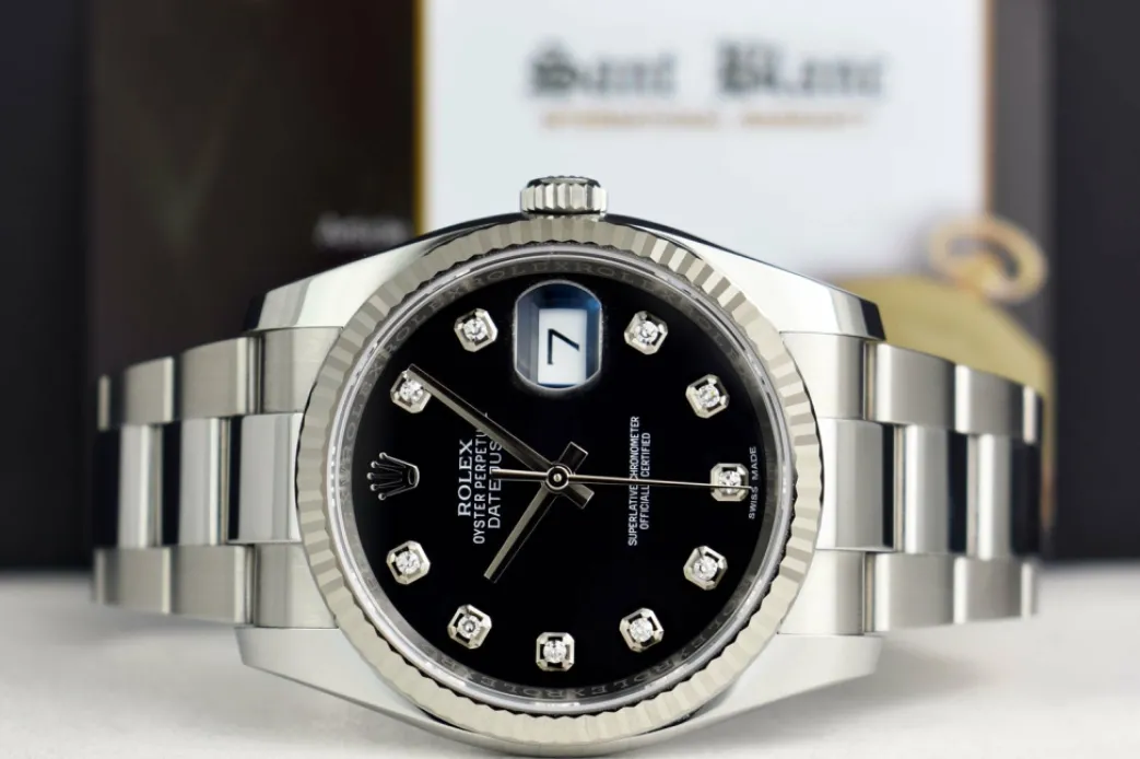 rolex_mm_kt_white_gold__s_2-6.webp Men's Watches | Dress Watches | Sant Blanc ROLEX 36mm 18kt White Gold & Stainless Steel Datejust Black Diamond Model 116234