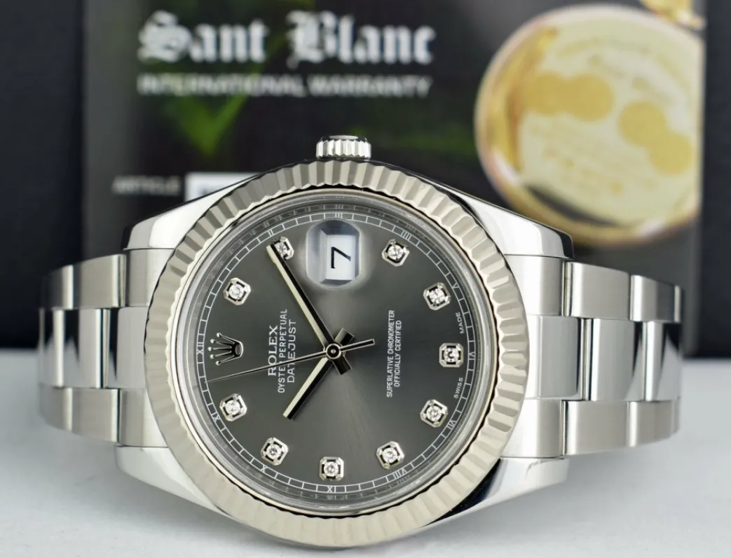 rolex_mm_kt_white_gold__s_3-2.webp Dress Watches | Sant Blanc ROLEX 41mm 18kt White Gold & Stainless DateJust II Rhodium Diamond Dial Model 116334