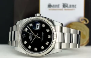 Men's Watches | Dress Watches | Sant Blanc ROLEX 36mm 18kt White Gold & Stainless Steel Datejust Black Diamond Model 116234