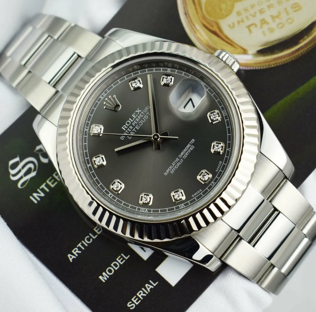 rolex_mm_kt_white_gold__s_4-2.webp Dress Watches | Sant Blanc ROLEX 41mm 18kt White Gold & Stainless DateJust II Rhodium Diamond Dial Model 116334