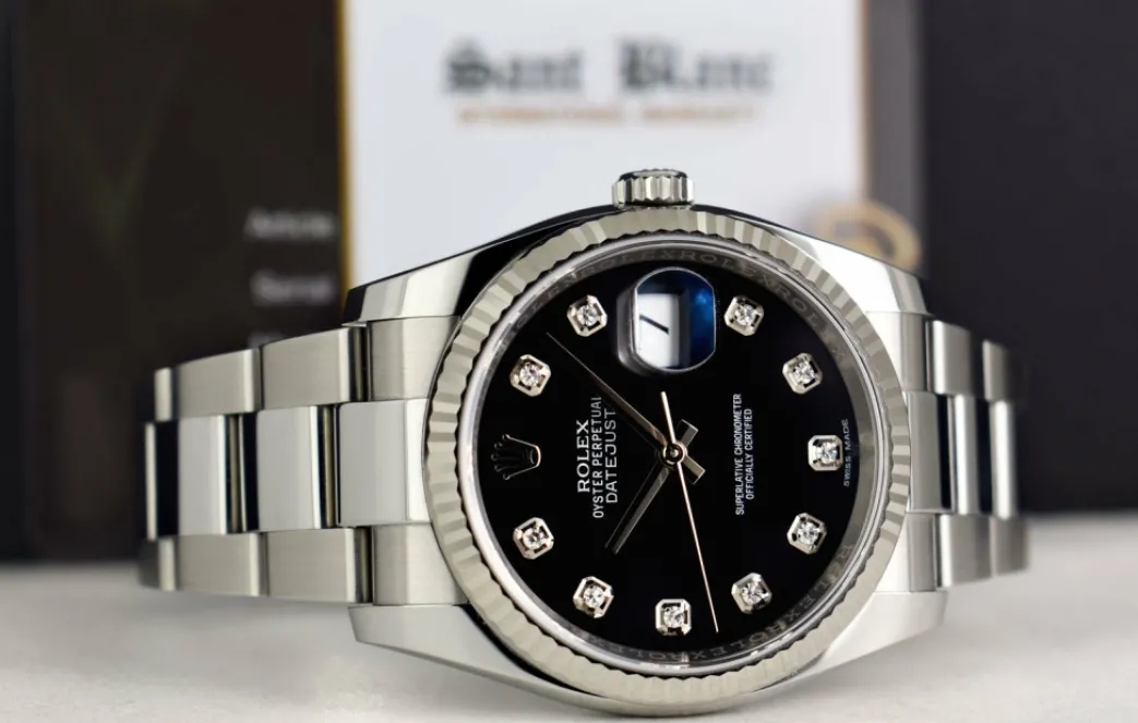 rolex_mm_kt_white_gold__s_4-6.webp Men's Watches | Dress Watches | Sant Blanc ROLEX 36mm 18kt White Gold & Stainless Steel Datejust Black Diamond Model 116234