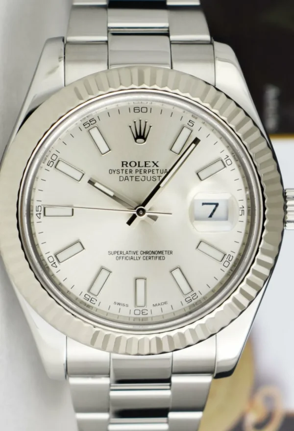 Men's Watches | Dress Watches | Sant Blanc ROLEX 41mm 18kt White Gold & Stainless Steel DateJust II Silver Index Dial Model 116334