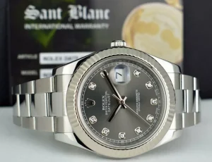 Dress Watches | Sant Blanc ROLEX 41mm 18kt White Gold & Stainless DateJust II Rhodium Diamond Dial Model 116334