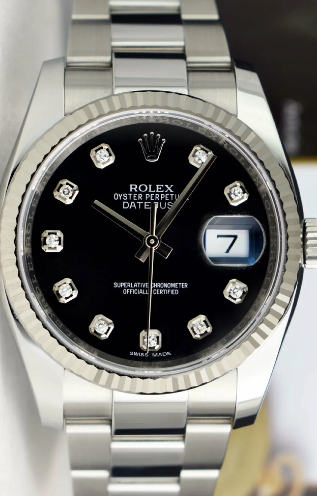 rolex_mm_kt_white_gold__s_6-6.webp Men's Watches | Dress Watches | Sant Blanc ROLEX 36mm 18kt White Gold & Stainless Steel Datejust Black Diamond Model 116234