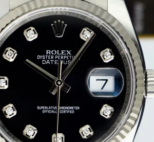 Men's Watches | Dress Watches | Sant Blanc ROLEX 36mm 18kt White Gold & Stainless Steel Datejust Black Diamond Model 116234