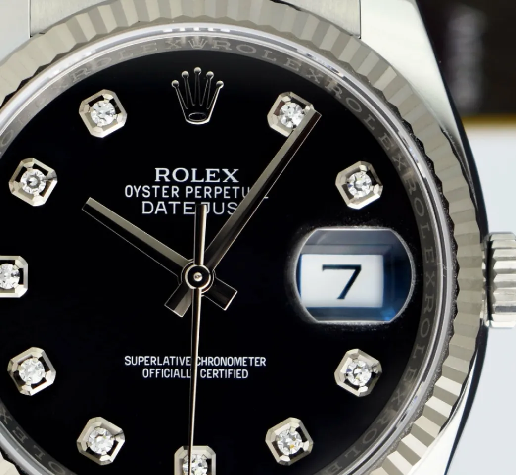 rolex_mm_kt_white_gold__s_7-3.webp Men's Watches | Dress Watches | Sant Blanc ROLEX 36mm 18kt White Gold & Stainless Steel Datejust Black Diamond Model 116234