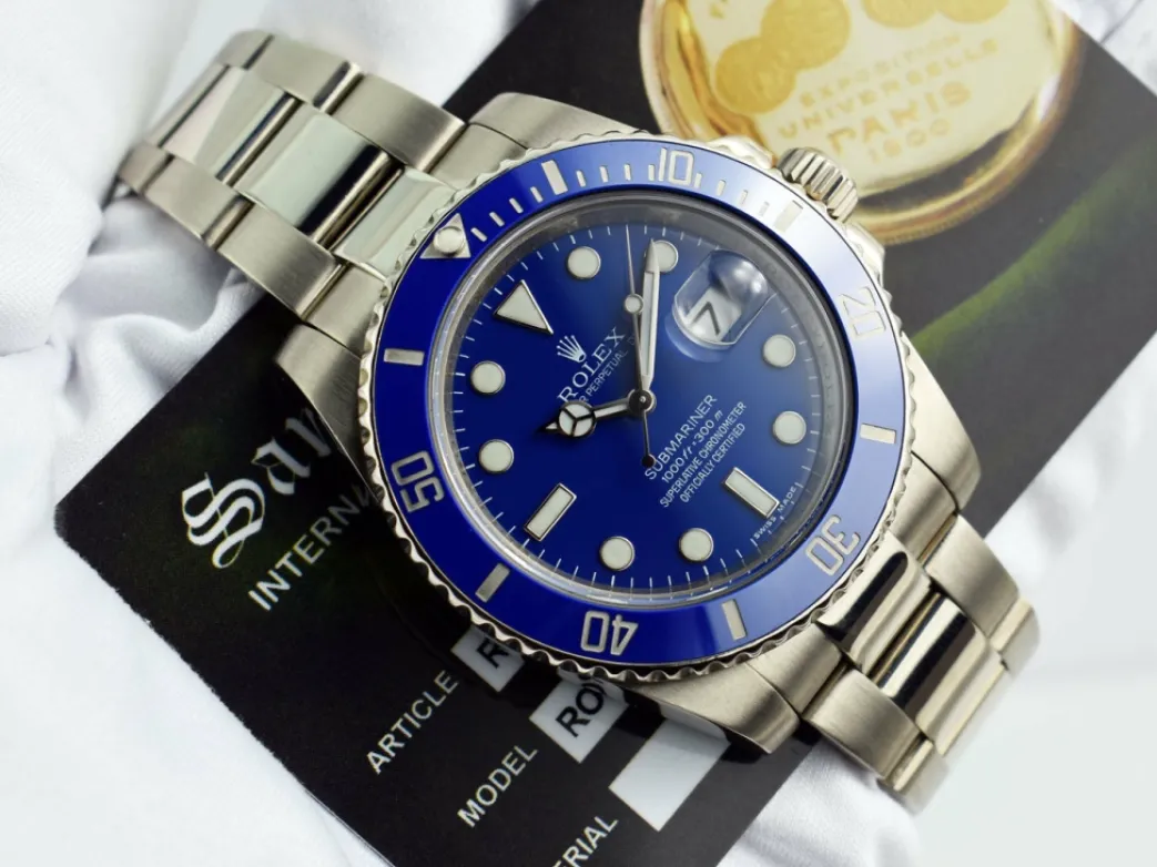 rolex_mm_kt_white_gold_ce_4.webp Diving Professional Watches | Sports Watches | Sant Blanc ROLEX 40mm 18kt White Gold Ceramic Submariner Blue Dial Model 116619