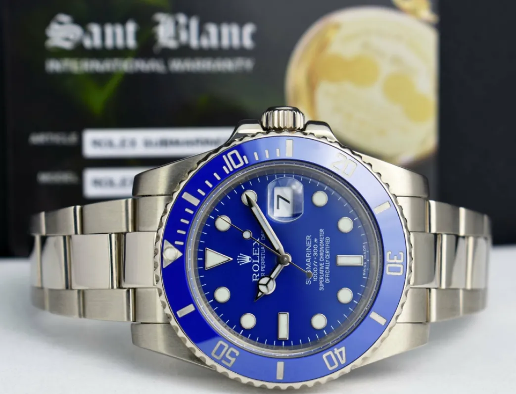 rolex_mm_kt_white_gold_ce_6.webp Diving Professional Watches | Sports Watches | Sant Blanc ROLEX 40mm 18kt White Gold Ceramic Submariner Blue Dial Model 116619