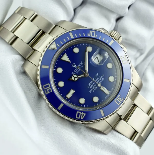 Diving Professional Watches | Sports Watches | Sant Blanc ROLEX 40mm 18kt White Gold Ceramic Submariner Blue Dial Model 116619