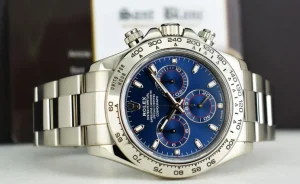 Sports Watches | Racing Professional Watches | Sant Blanc ROLEX 40mm 18kt White Gold Cosmograph DAYTONA Blue Index Dial Model 116509