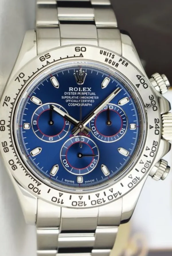 Sports Watches | Racing Professional Watches | Sant Blanc ROLEX 40mm 18kt White Gold Cosmograph DAYTONA Blue Index Dial Model 116509