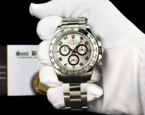Racing Professional Watches | Sant Blanc ROLEX 40mm 18kt White Gold Daytona Silver Arabic Race Dial Model 116509