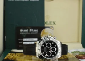 Men's Watches | Racing Professional Watches | Sant Blanc ROLEX 40mm 18kt White Gold Daytona on Strap Black Diamond Model 116519
