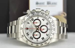 Racing Professional Watches | Sant Blanc ROLEX 40mm 18kt White Gold Daytona Silver Arabic Race Dial Model 116509