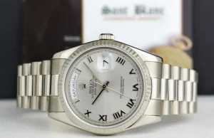 Men's Watches | President Dress Watches | Sant Blanc ROLEX 36mm 18kt White Gold Day Date President Silver Roman Dial Model 118239