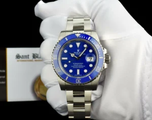 Diving Professional Watches | Men's Watches | Sant Blanc ROLEX 40mm 18kt White Gold Submariner "Smurf" Blue Dial Blue Ceramic Bezel Model 116619