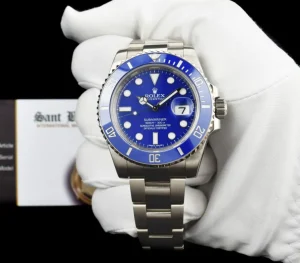 Diving Professional Watches | Sant Blanc ROLEX 40mm 18kt White Gold Submariner Blue Dial 