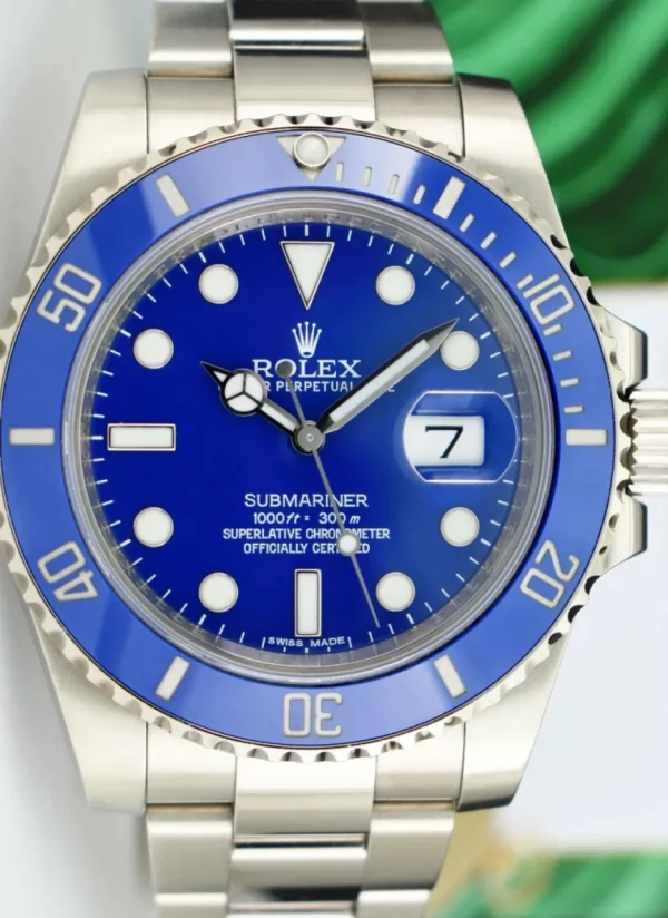 Diving Professional Watches | Sant Blanc ROLEX 40mm 18kt White Gold Submariner Blue Dial Smurf Model 116619LB