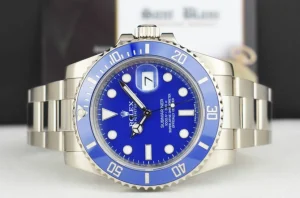Diving Professional Watches | Sant Blanc ROLEX 40mm 18kt White Gold Submariner Blue Dial 