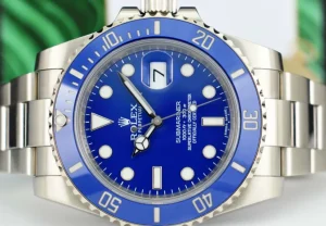 Diving Professional Watches | Sant Blanc ROLEX 40mm 18kt White Gold Submariner Blue Dial Smurf Model 116619LB