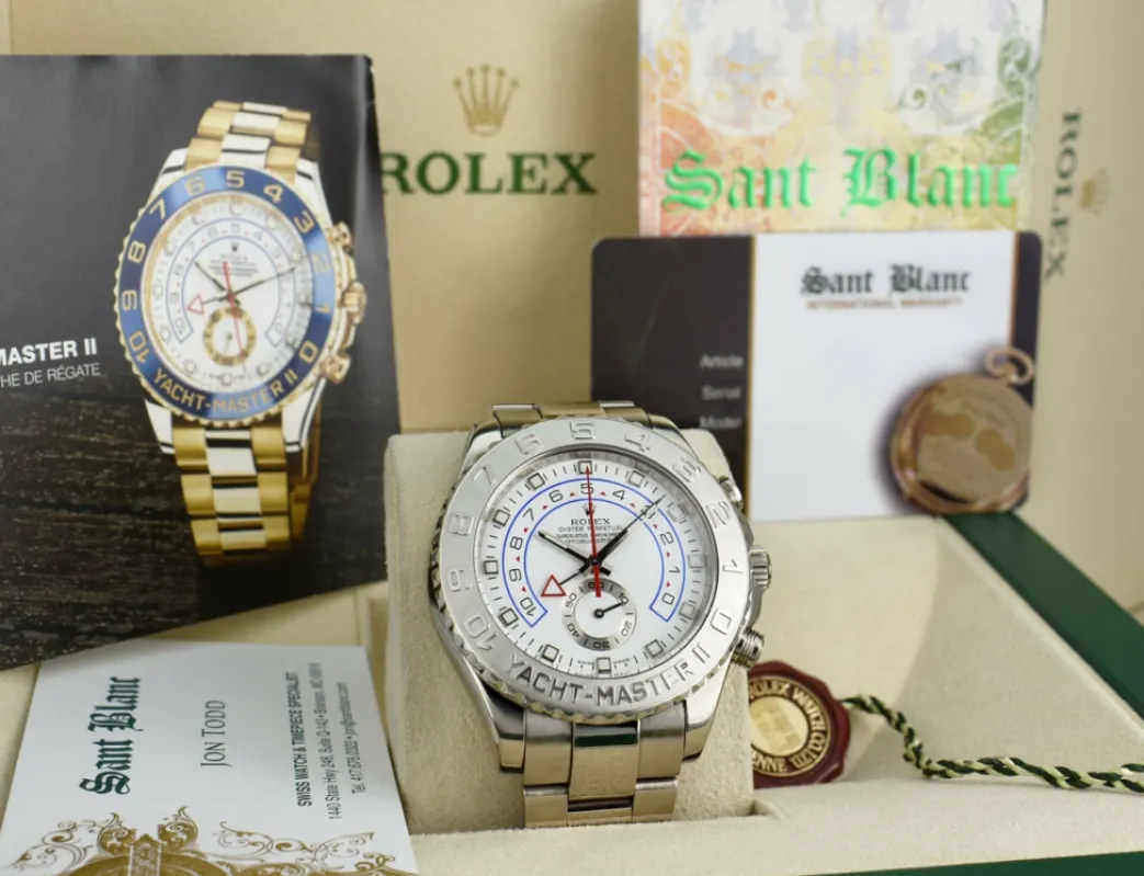 rolex_mm_kt_white_gold_ya_2-1.webp Yachting Professional Watches | Sports Watches | Sant Blanc ROLEX 44mm 18kt White Gold Yachtmaster II White Dial White Gold Hands Model 116689