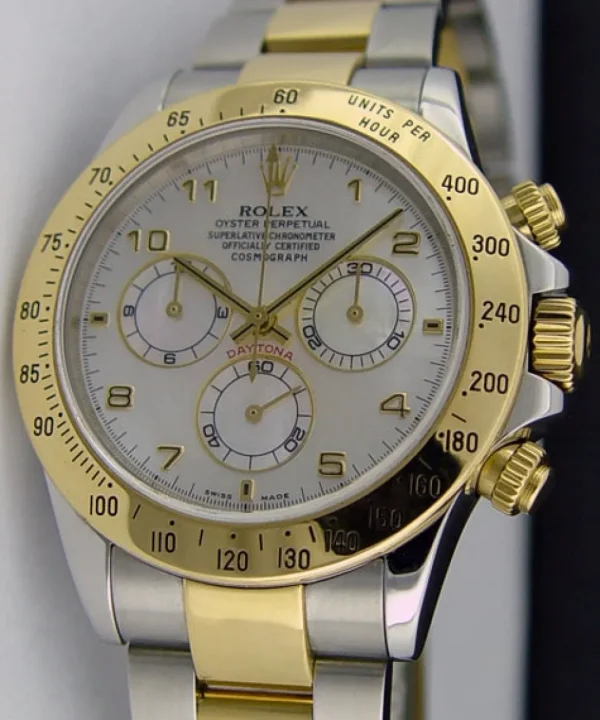 Sports Watches | Men's Watches | Sant Blanc ROLEX 40mm 18kt Yellow Gold & Stainless Steel Daytona MOP Arabic Dial Model 116523