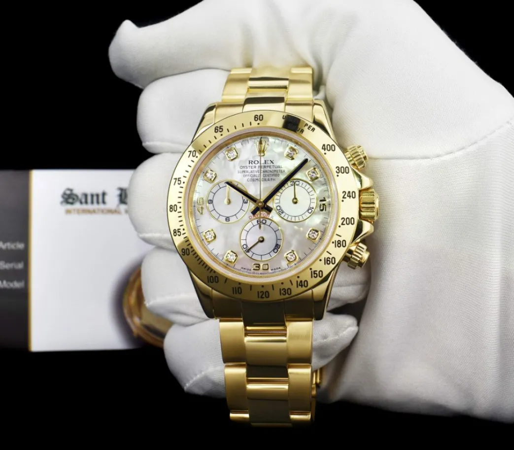 rolex_mm_kt_yellow_gold_d_1-2.webp Men's Watches | Racing Professional Watches | Sant Blanc ROLEX 40mm 18kt Yellow Gold Daytona Mother of Pearl Diamond Dial Model 116528