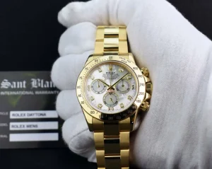 Sports Watches | Racing Professional Watches | Sant Blanc ROLEX 40mm 18kt Yellow Gold Daytona Mother of Pearl Diamond Dial Model 116528