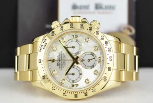 Men's Watches | Racing Professional Watches | Sant Blanc ROLEX 40mm 18kt Yellow Gold Daytona Mother of Pearl Diamond Dial Model 116528