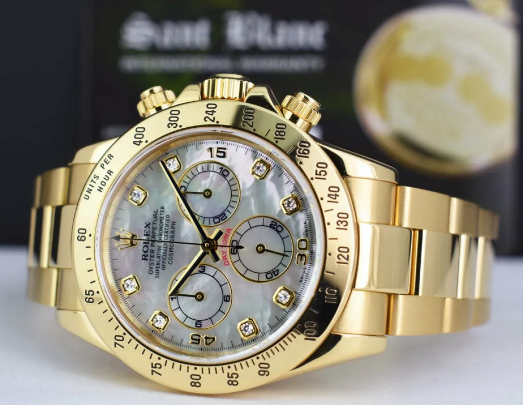 rolex_mm_kt_yellow_gold_d_3-4.webp Sports Watches | Racing Professional Watches | Sant Blanc ROLEX 40mm 18kt Yellow Gold Daytona Mother of Pearl Diamond Dial Model 116528