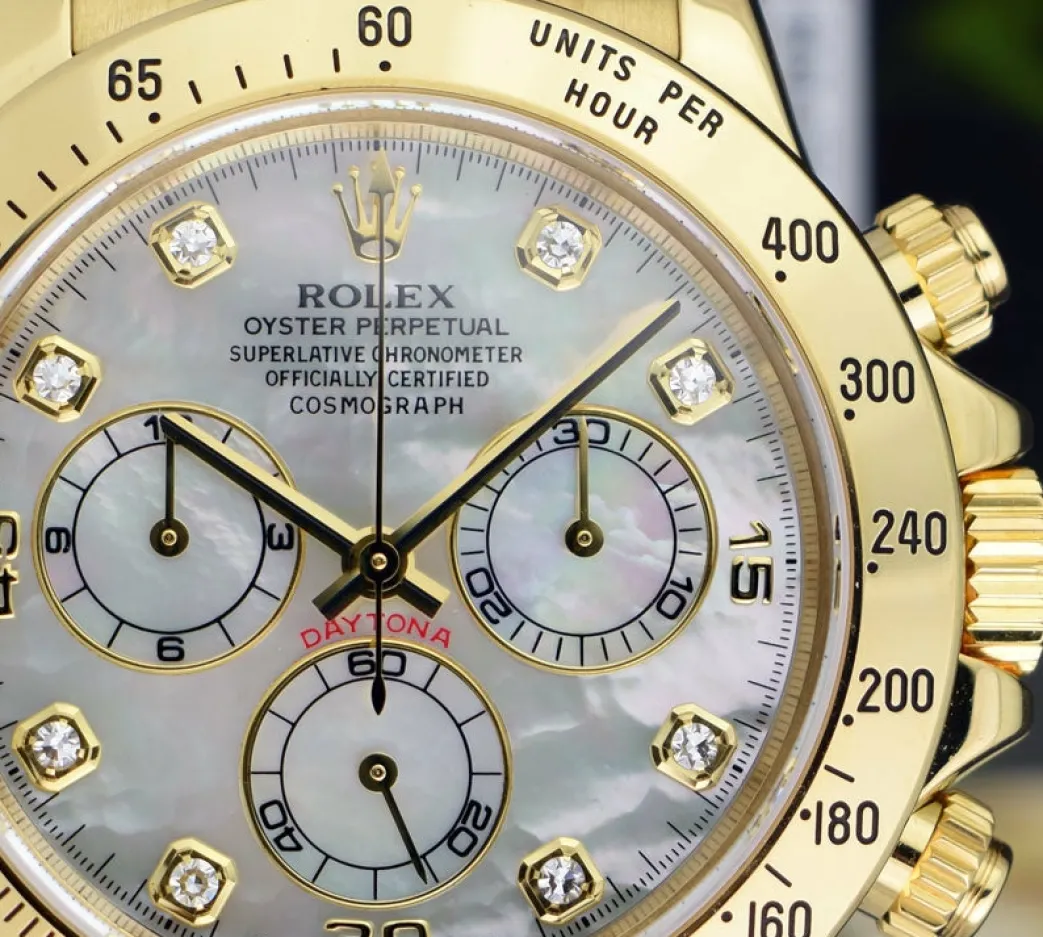 rolex_mm_kt_yellow_gold_d_4-4.webp Sports Watches | Racing Professional Watches | Sant Blanc ROLEX 40mm 18kt Yellow Gold Daytona Mother of Pearl Diamond Dial Model 116528