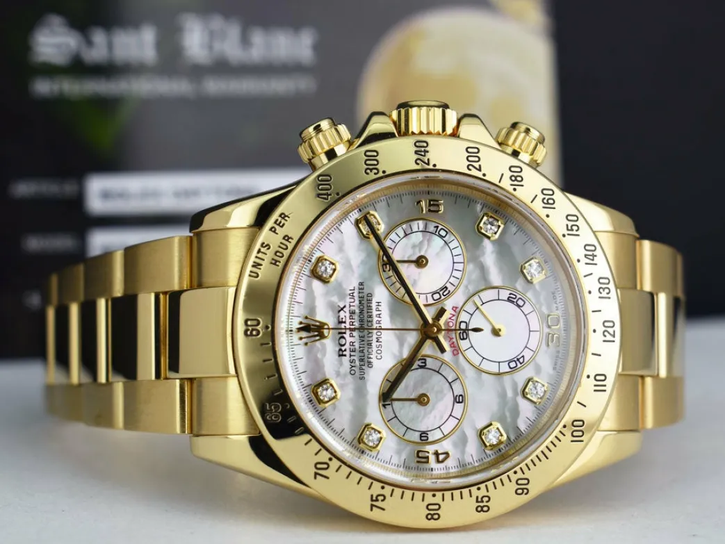 rolex_mm_kt_yellow_gold_d_5-4.webp Sports Watches | Racing Professional Watches | Sant Blanc ROLEX 40mm 18kt Yellow Gold Daytona Mother of Pearl Diamond Dial Model 116528