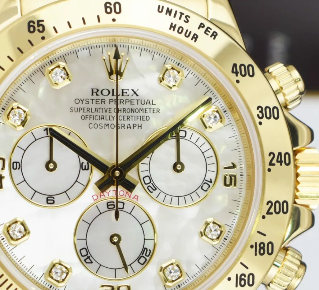 rolex_mm_kt_yellow_gold_d_6-2.webp Men's Watches | Racing Professional Watches | Sant Blanc ROLEX 40mm 18kt Yellow Gold Daytona Mother of Pearl Diamond Dial Model 116528