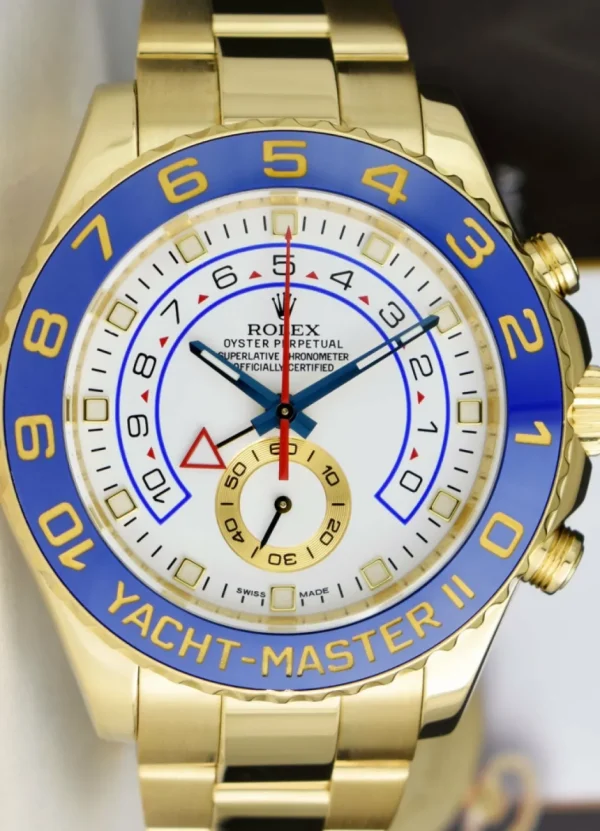 Yachting Professional Watches | Men's Watches | Sant Blanc ROLEX 44mm 18kt Yellow Gold Yachtmaster II Blue Hands Model 116688