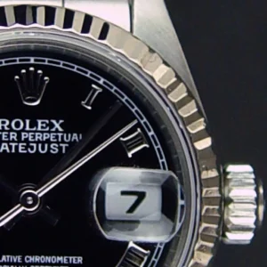 Ladies Watches | Dress Watches | Sant Blanc ROLEX 26mm Ladies 18kt White Gold & Stainless Steel DateJust Black Roman Dial Model 79174