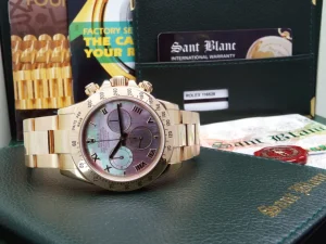 Racing Professional Watches | Sports Watches | Sant Blanc ROLEX 40mm Mens 18kt Gold Daytona Mother Of Pearl Roman Dial Model 116528