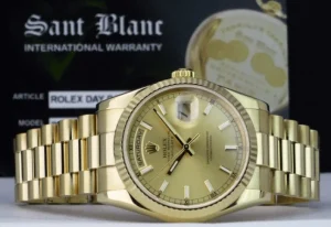 Men's Watches | President Dress Watches | Sant Blanc ROLEX 36mm Mens 18kt Gold Day Date President Champagne Index Model 118238