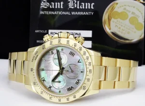 Racing Professional Watches | Sports Watches | Sant Blanc ROLEX 40mm Mens 18kt Gold Daytona Mother Of Pearl Roman Dial Model 116528