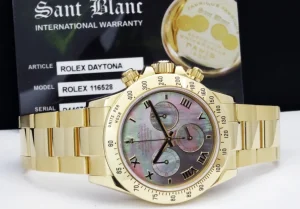 Racing Professional Watches | Sports Watches | Sant Blanc ROLEX 40mm Mens 18kt Gold Daytona Mother Of Pearl Roman Dial Model 116528